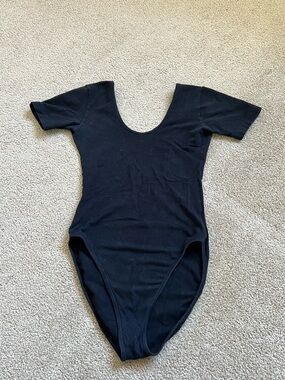 Aeropostale Black Short-Sleeve Scoop Neck Bodysuit